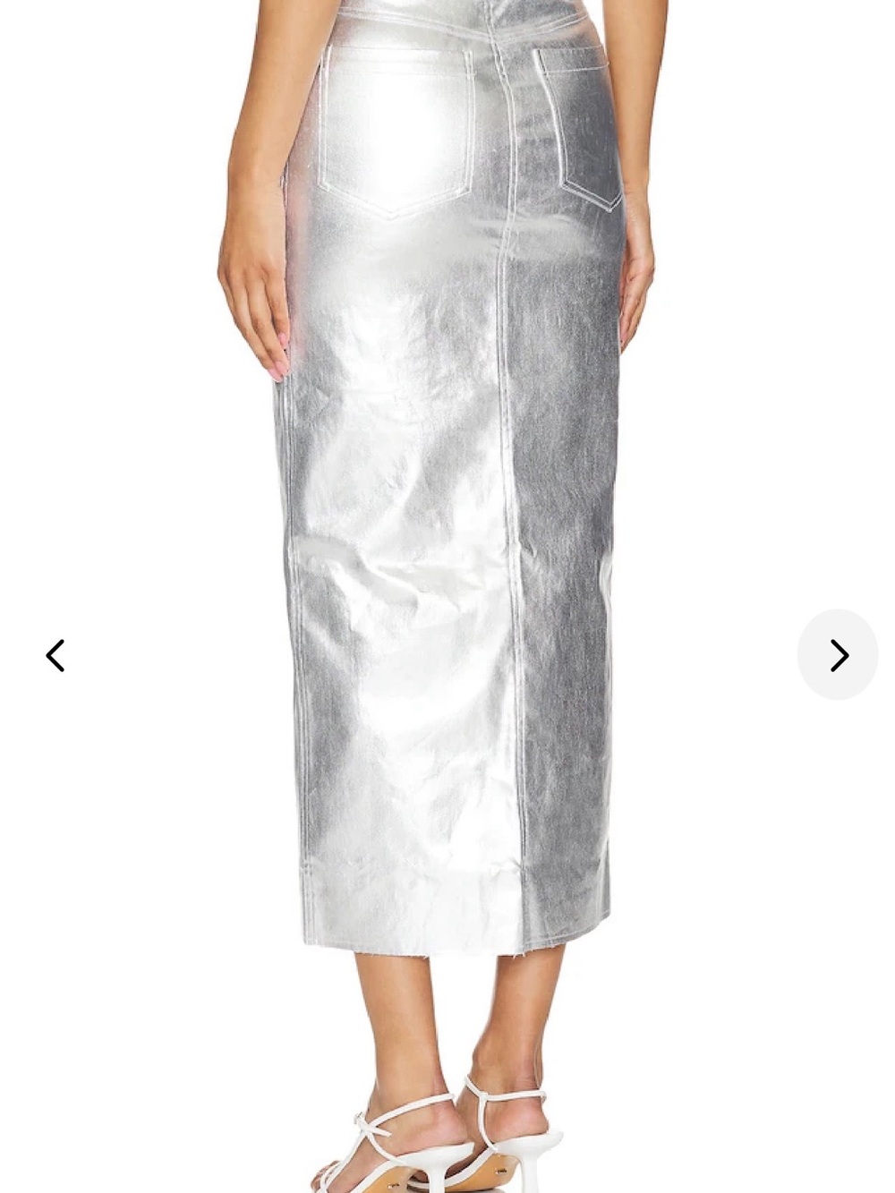 Wayf Metallic Silver Maxi Skirt with Front Slit - Picture 2 of 10